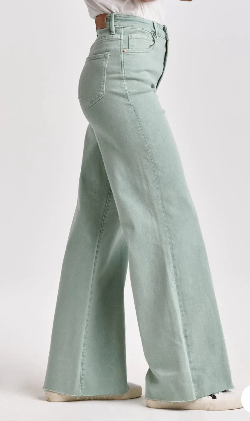 Fiona Mid Rise Wide Leg Jeans Fresh Mint