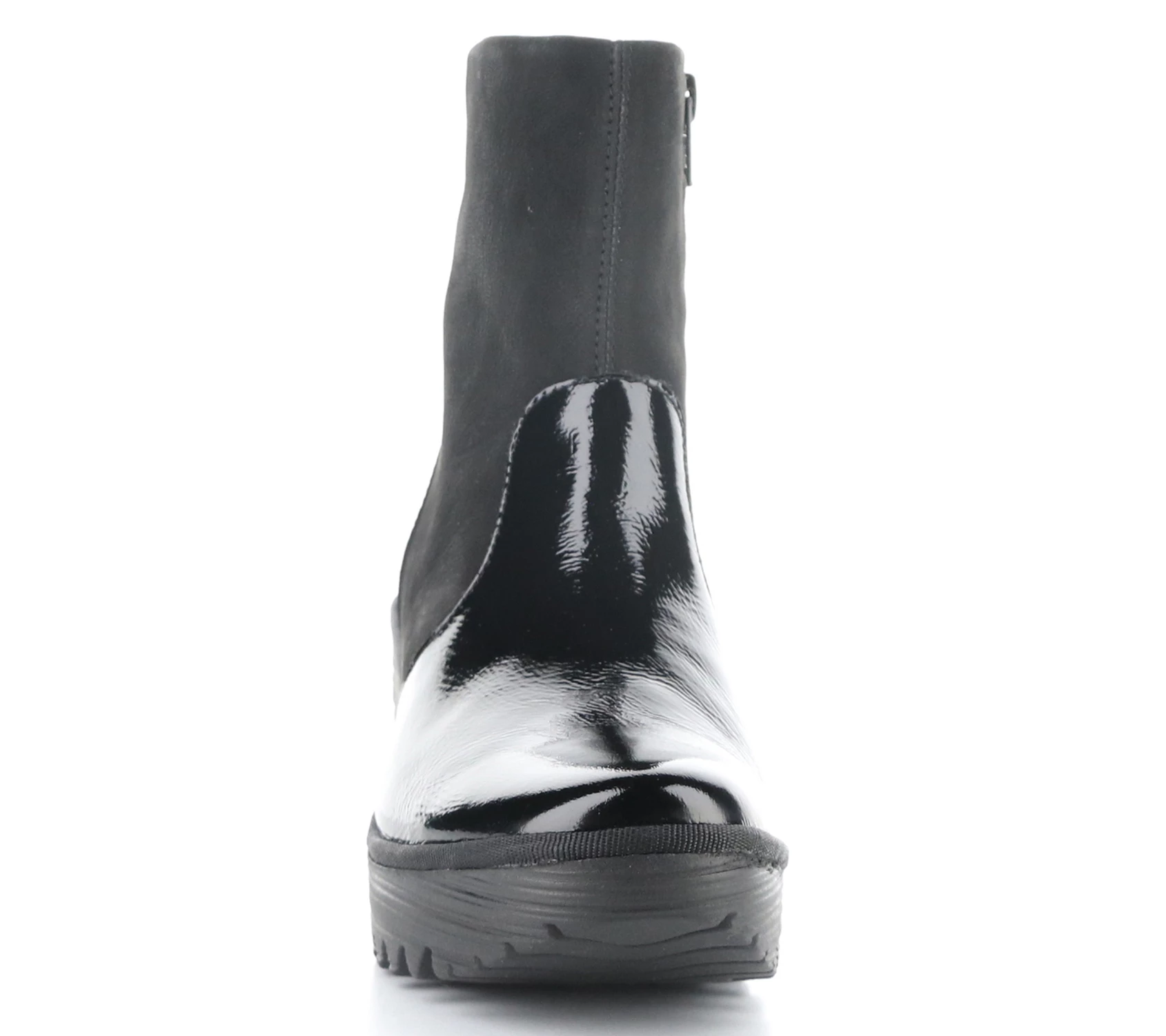 Fly London Patent Leather/Suede Wedge Boot- Yuxi