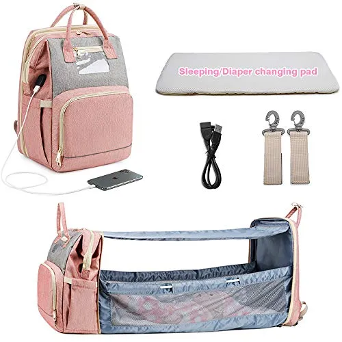 Foldable bed, diaper bag