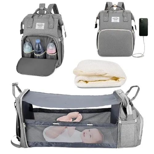 Foldable bed, diaper bag