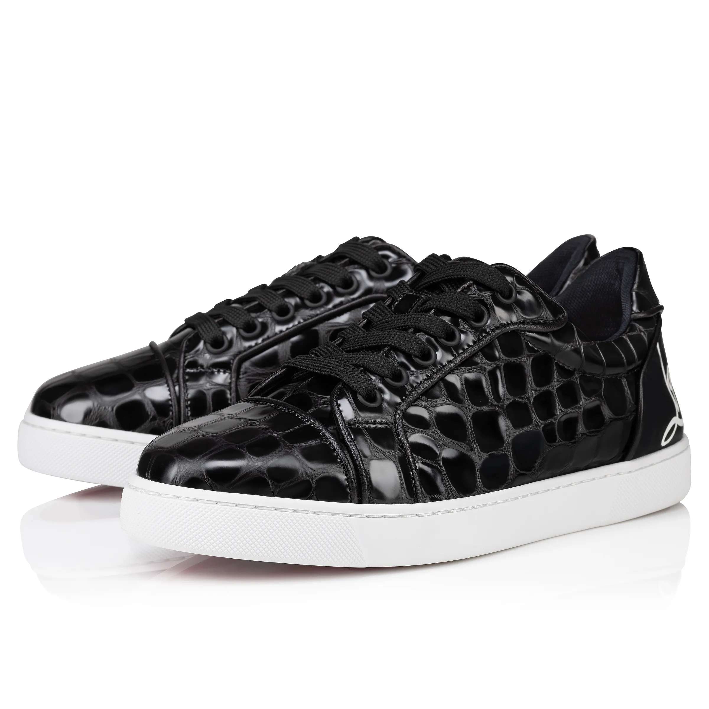 Fun Vieira Orlato Sneakers - Alligator embossed calf leather - Black - Women