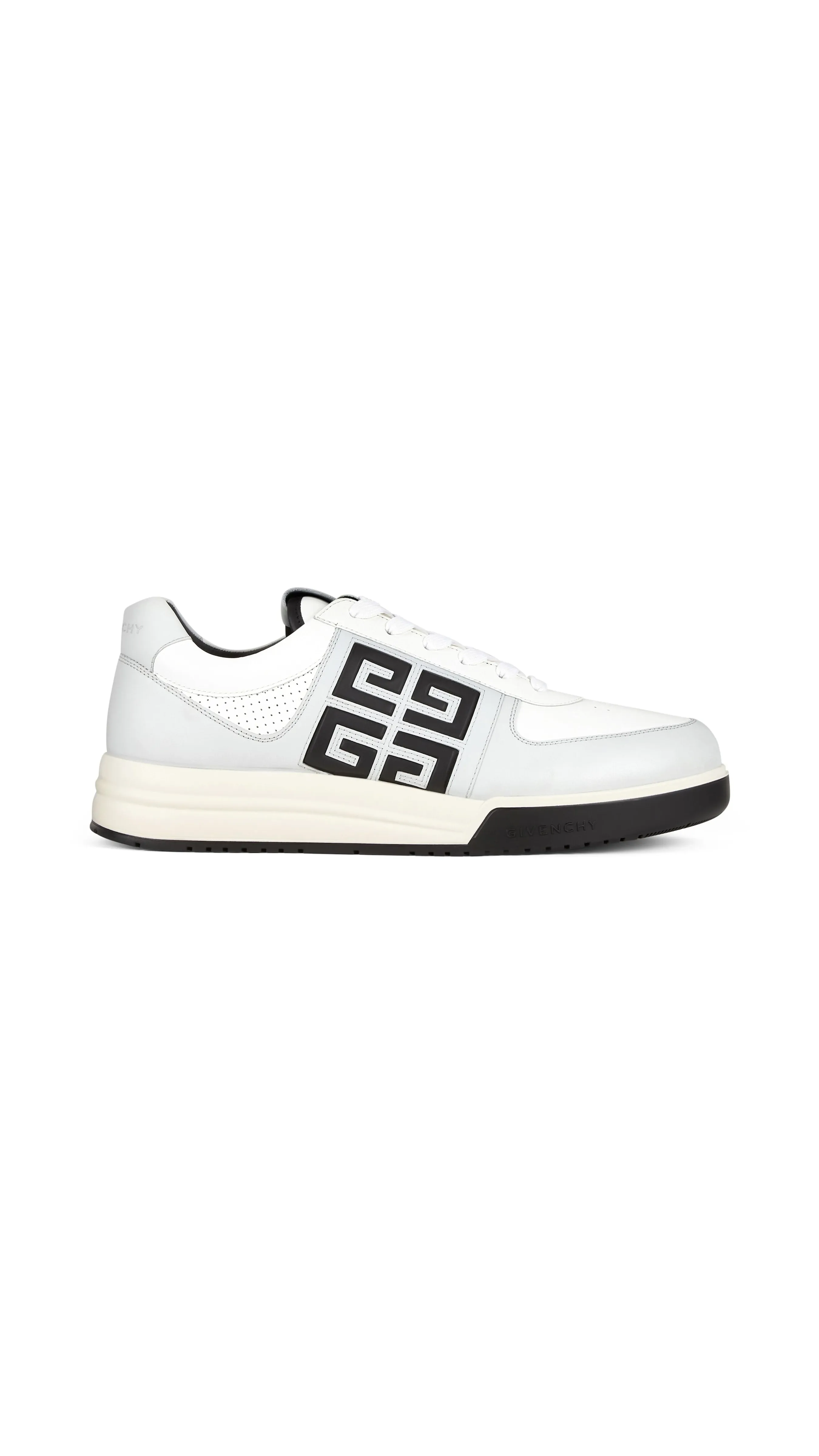 G4 Sneakers in Leather and Perforated Leather - White/Grey/Black