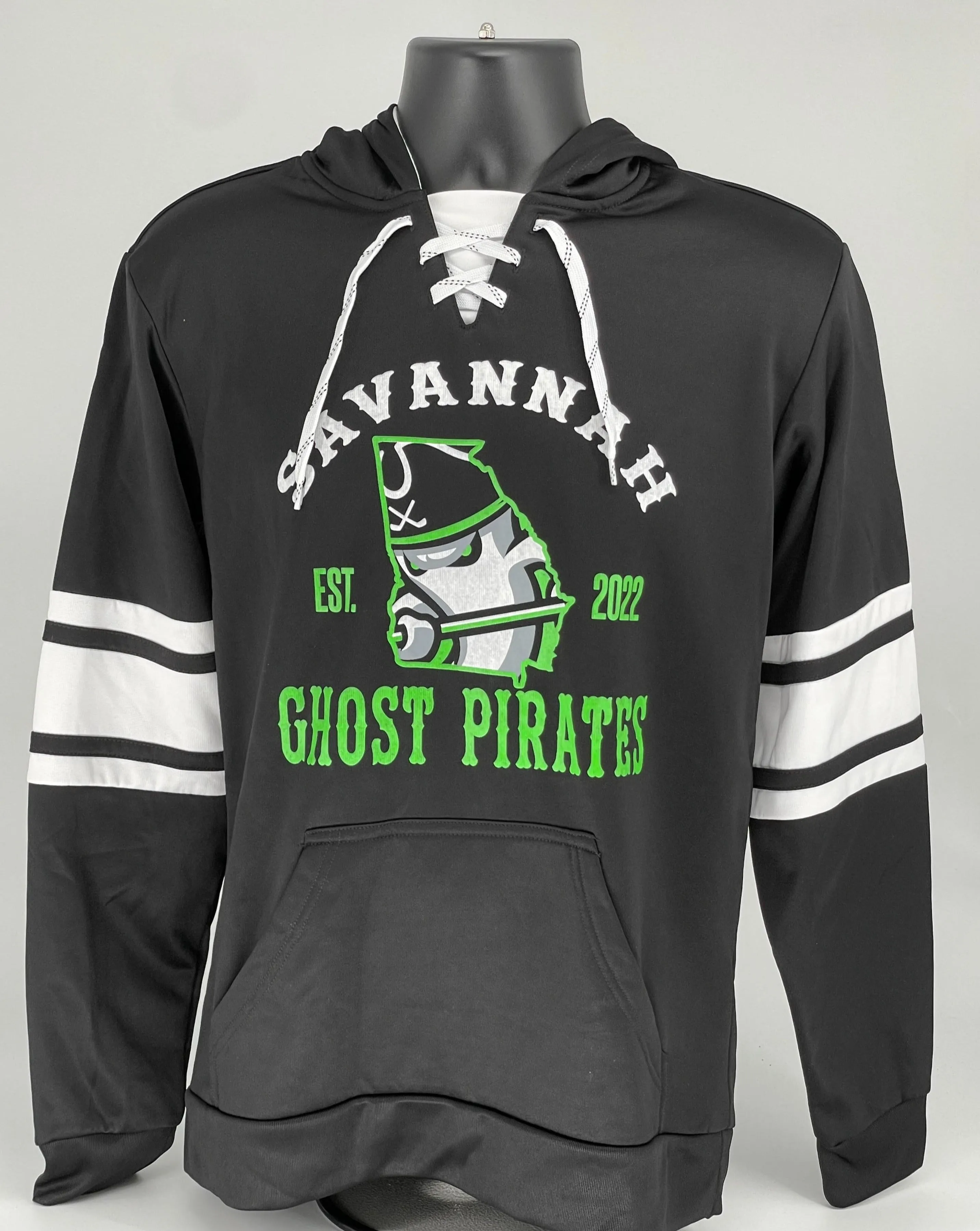 Ghost Pirates Black State Logo Lace Up Jersey Hoodie