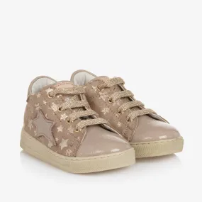 Girls Pink Leather Star Trainers