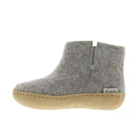 Glerups Childrens The Boot With Leather Sole Grey