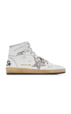 Golden Goose Sky Star Glitter-Embellished Leather Sneakers