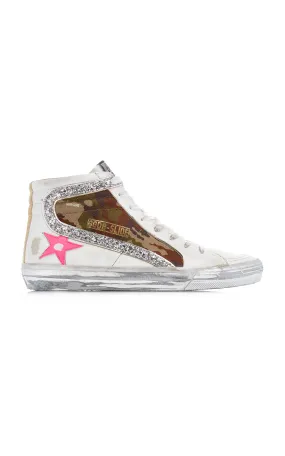 Golden Goose Slide Camo Suede and Leather Sneakers