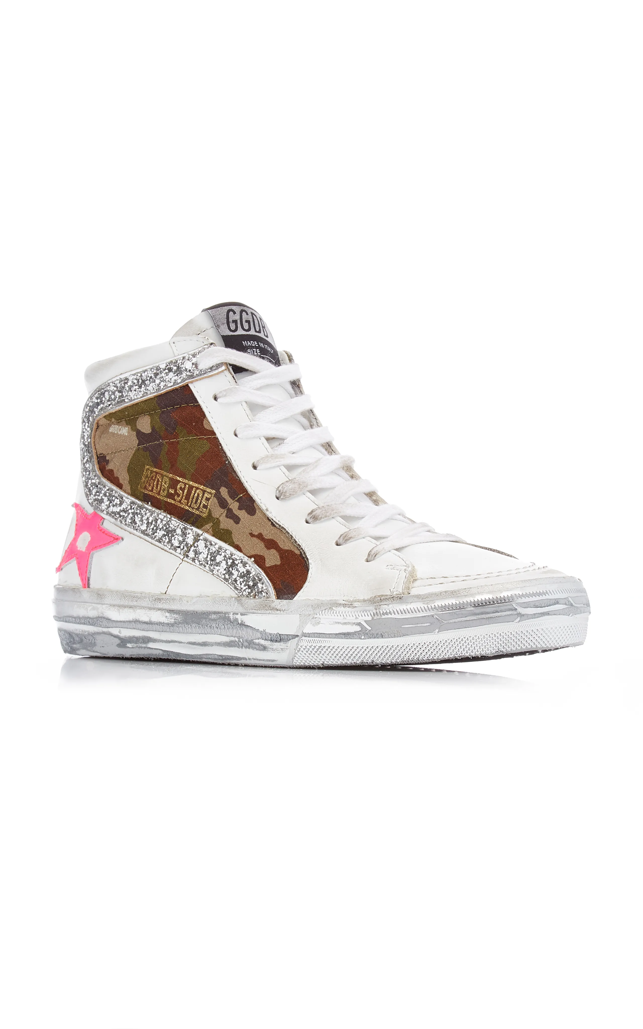 Golden Goose Slide Camo Suede and Leather Sneakers