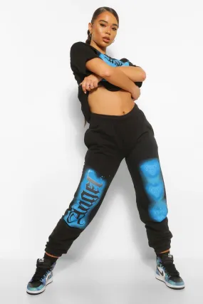 Graffiti Print Slogan Oversized Joggers