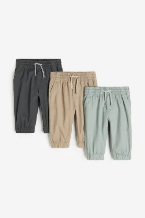 H&M 3-pack Cotton Twill Joggers