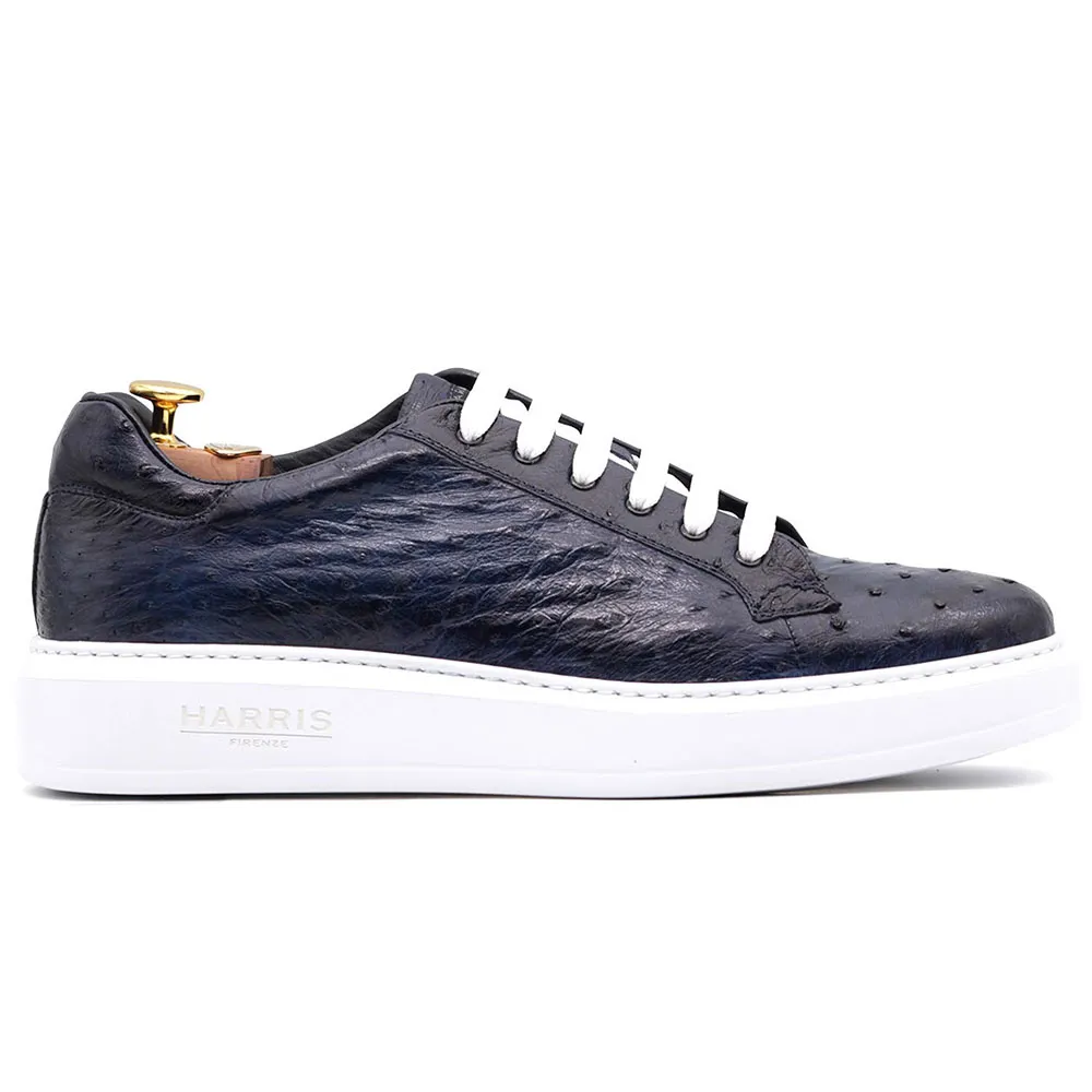 Harris Firenze 1913 Ostrich Leather Sneakers Blue