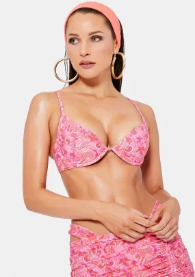 Heidi Pink Paisley Underwire Bikini Top-