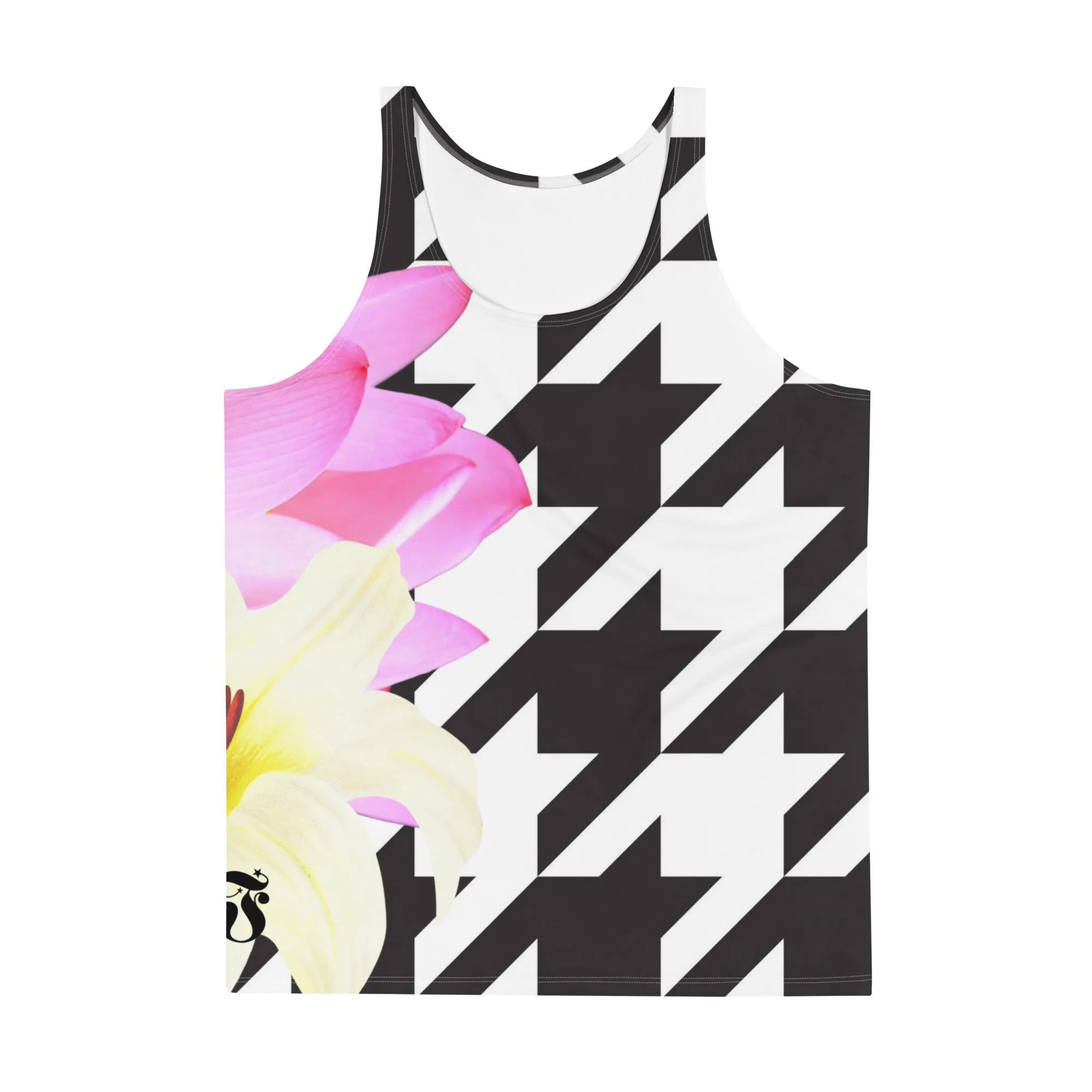 Houndstooth & Flowers Unisex Tank Top