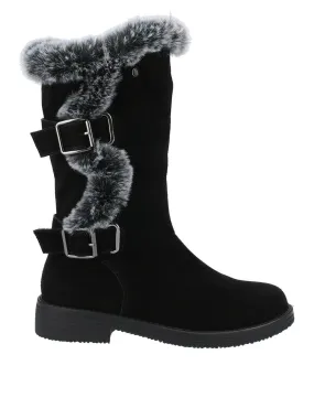 Hush Puppies Wide Fitting Megan Calf Boot - Black