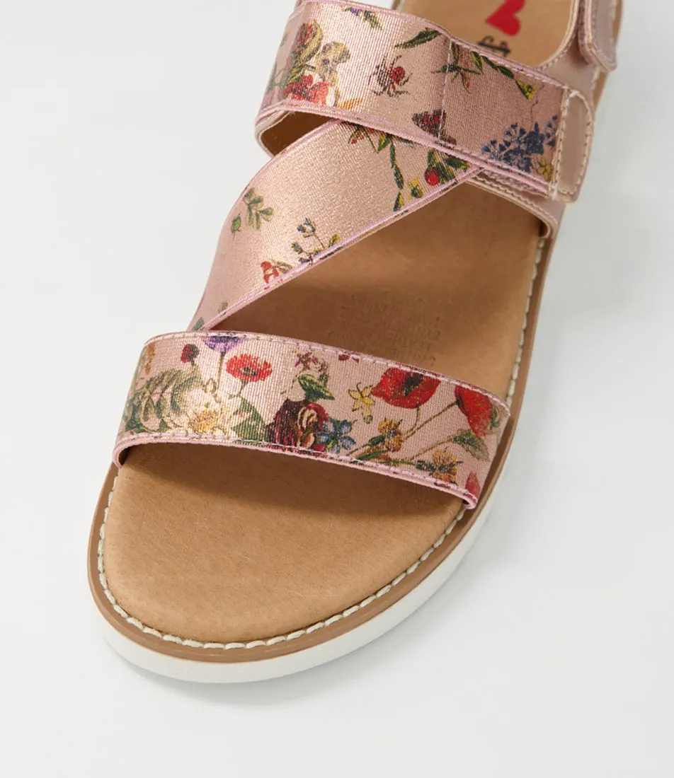 I LOVE BILLY Baktie Rose Gold Floral Elastic Sandals