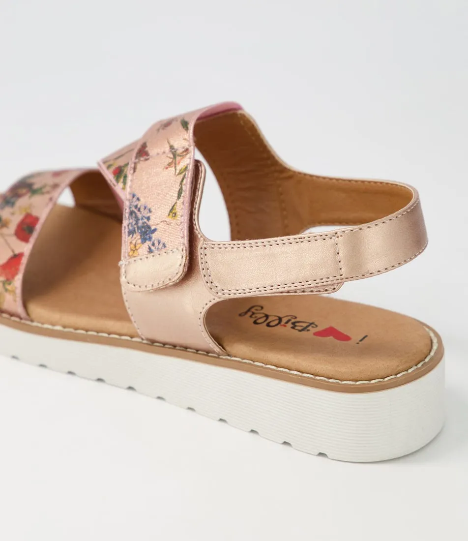 I LOVE BILLY Baktie Rose Gold Floral Elastic Sandals