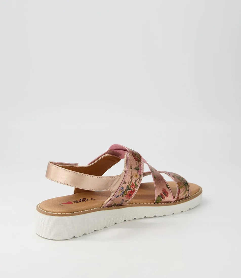 I LOVE BILLY Baktie Rose Gold Floral Elastic Sandals