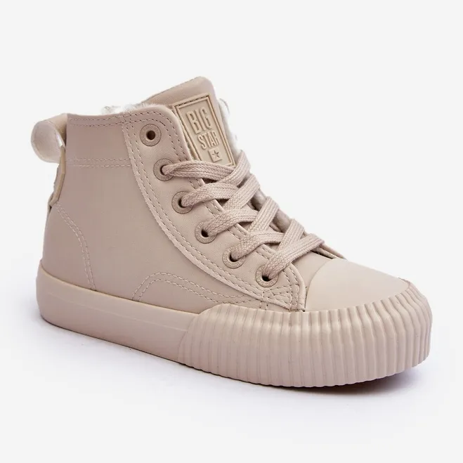 Insulated Children's Sneakers with Zipper Big Star MM374012 Light Beige