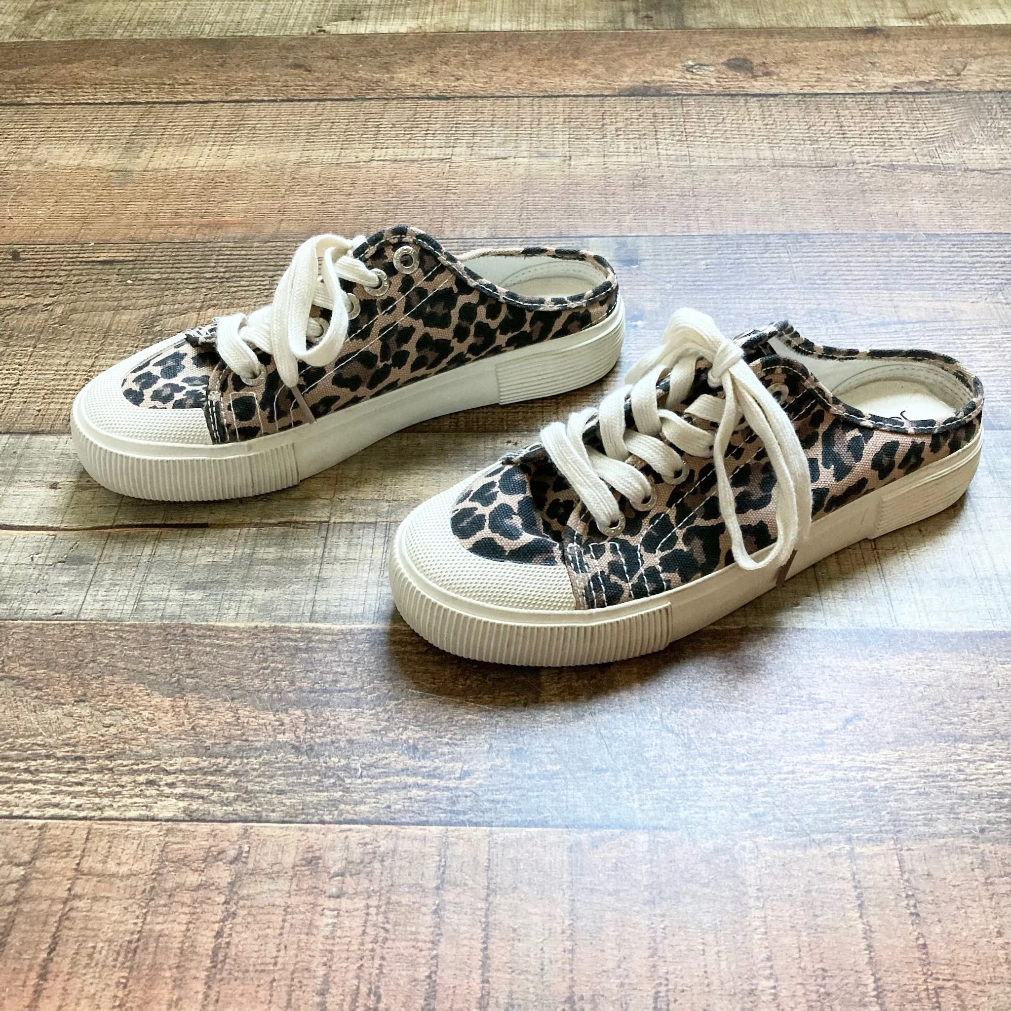 Jenn Ardor Animal Print with Laces Slip On Mule Sneakers- Size 8