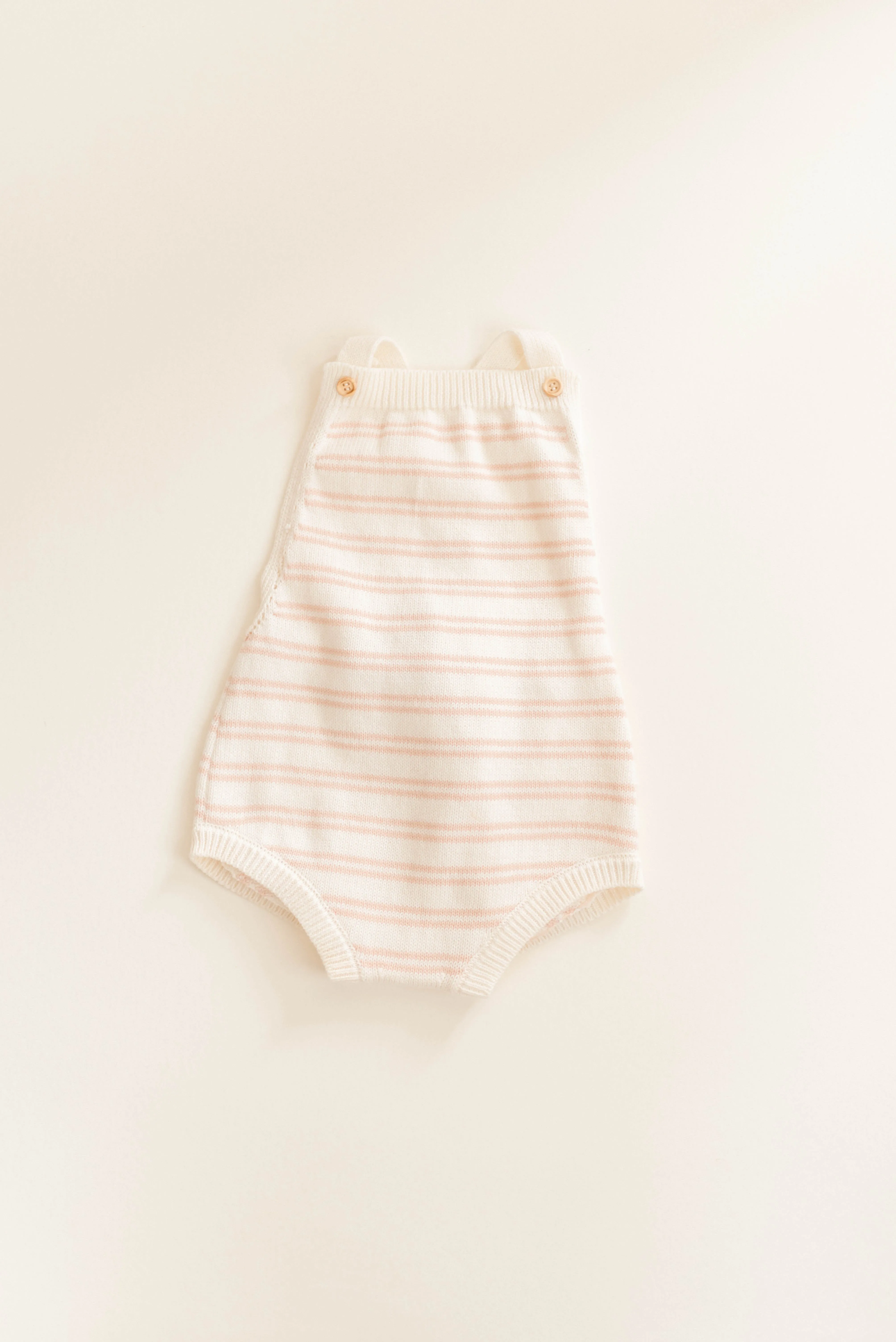 Knit Stripe Bubble Romper - Oatmilk & Pink