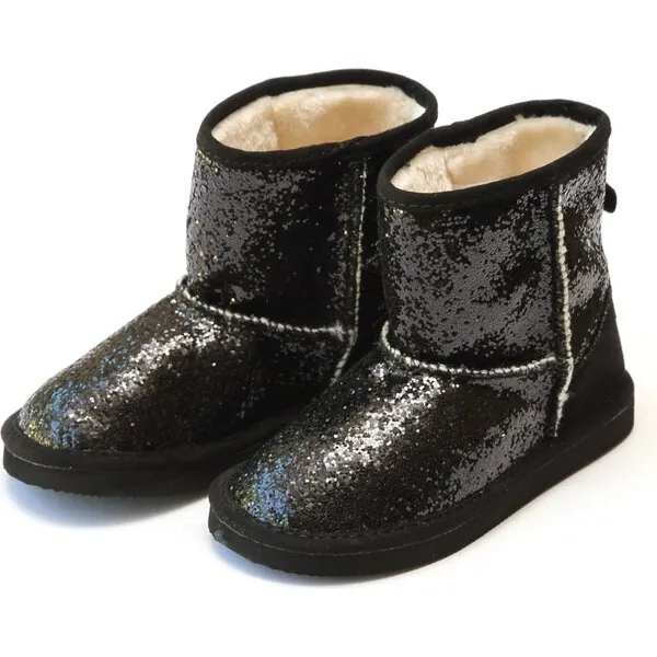 L'Amour Glinda Girl's Sparkly Glitter Boot, Black