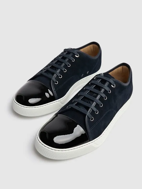 Lanvin   Suede & leather low top sneakers 