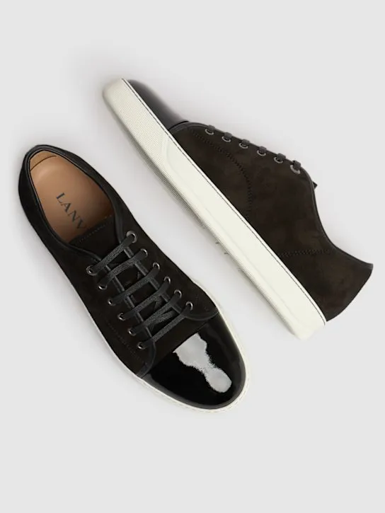 Lanvin   Suede & leather low top sneakers 