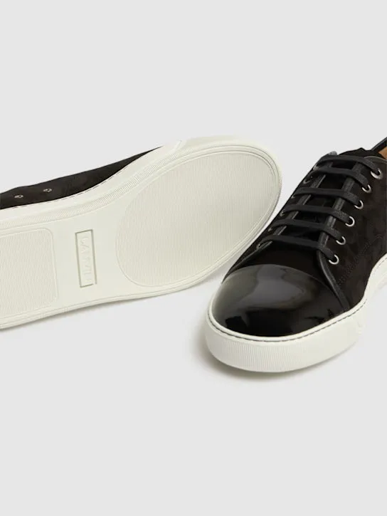 Lanvin   Suede & leather low top sneakers 