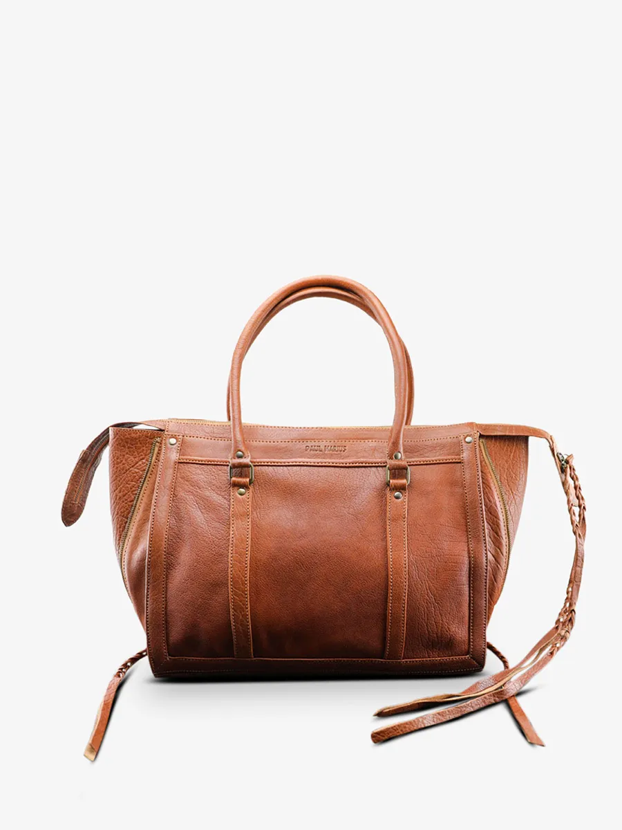 leather handbag for women Brown - LeRive Droite - M Light Brown | PAUL MARIUS