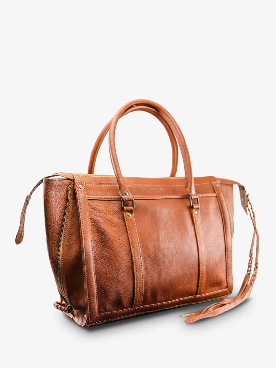 leather handbag for women Brown - LeRive Droite - M Light Brown | PAUL MARIUS