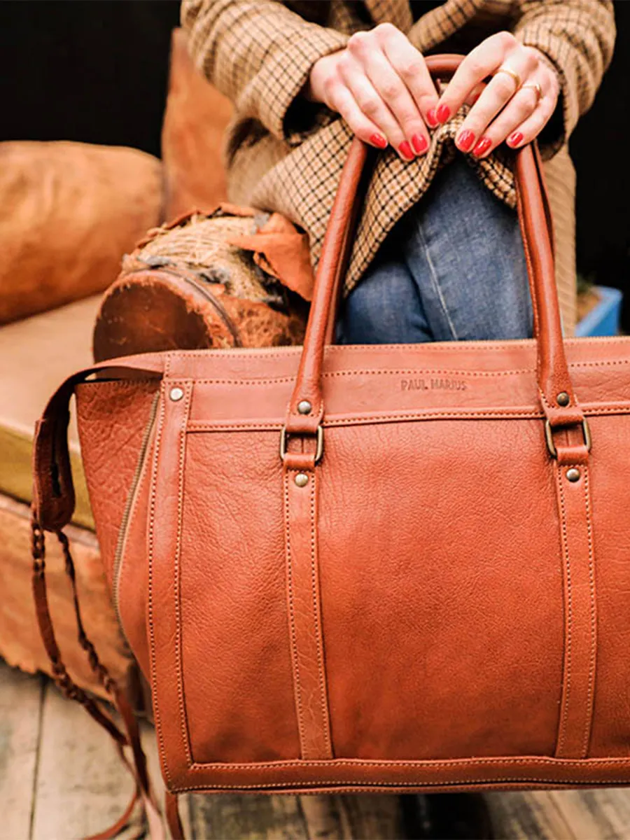 leather handbag for women Brown - LeRive Droite - M Light Brown | PAUL MARIUS