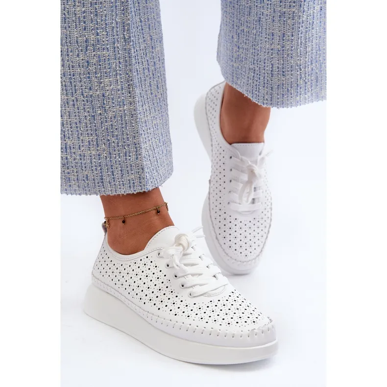 Leather Sneakers on the S.Barski Platform LR278 White