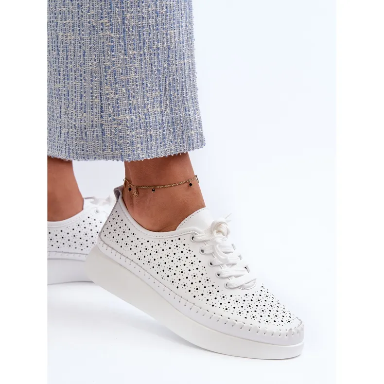 Leather Sneakers on the S.Barski Platform LR278 White