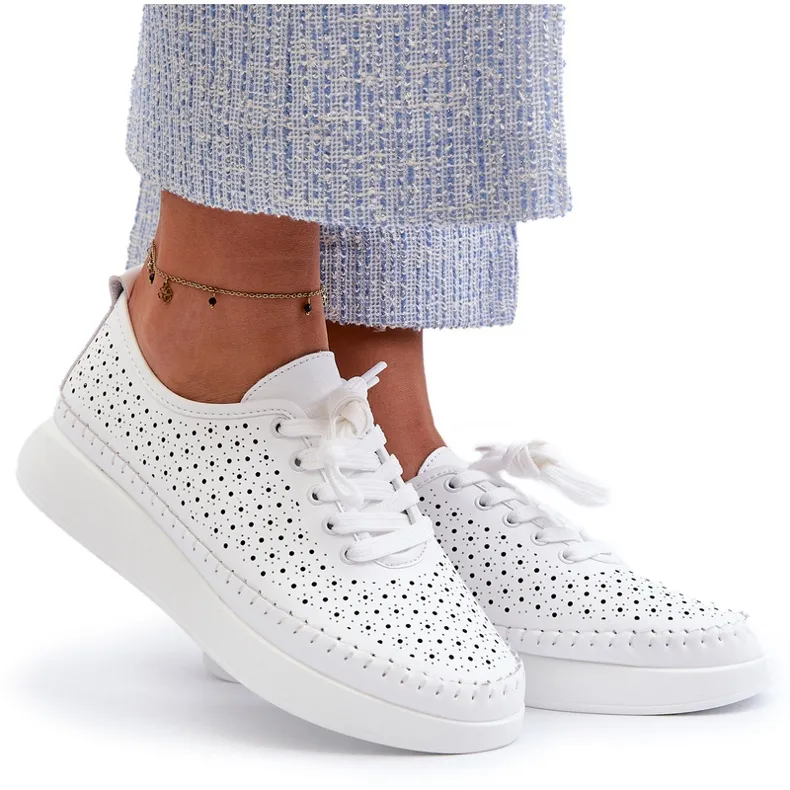 Leather Sneakers on the S.Barski Platform LR278 White