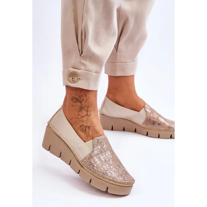 Leather Wedge Sneakers Maciejka 5814A-10 Beige