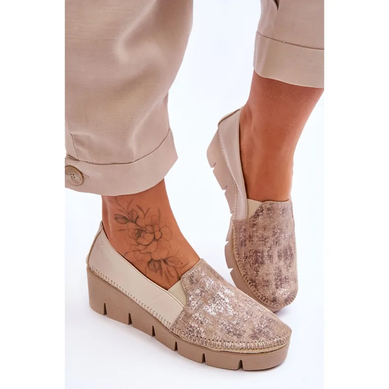 Leather Wedge Sneakers Maciejka 5814A-10 Beige