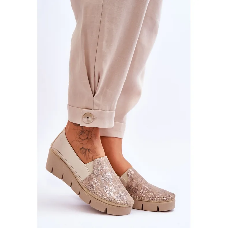 Leather Wedge Sneakers Maciejka 5814A-10 Beige