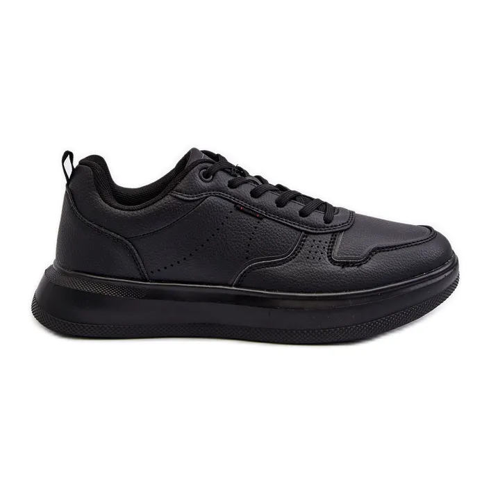 Light Men's Platform Sneakers Made of Eco Leather, Black Uziran