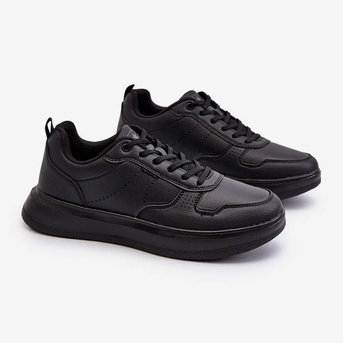 Light Men's Platform Sneakers Made of Eco Leather, Black Uziran