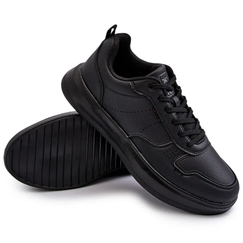 Light Men's Platform Sneakers Made of Eco Leather, Black Uziran