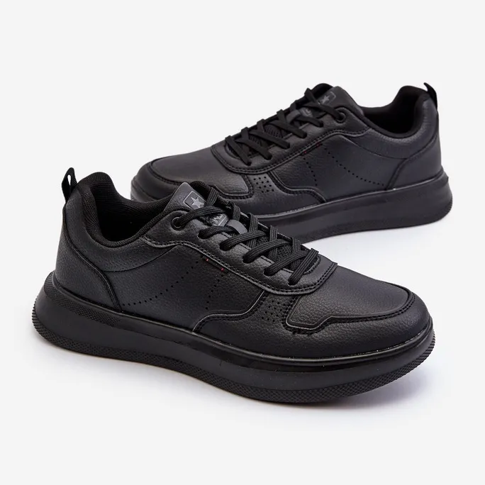 Light Men's Platform Sneakers Made of Eco Leather, Black Uziran