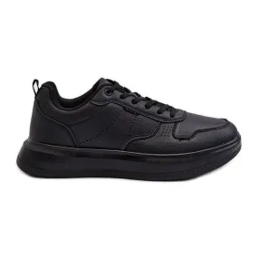 Light Men's Platform Sneakers Made of Eco Leather, Black Uziran