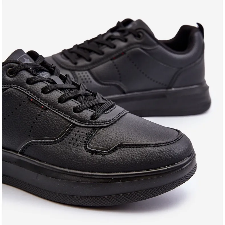 Light Men's Platform Sneakers Made of Eco Leather, Black Uziran