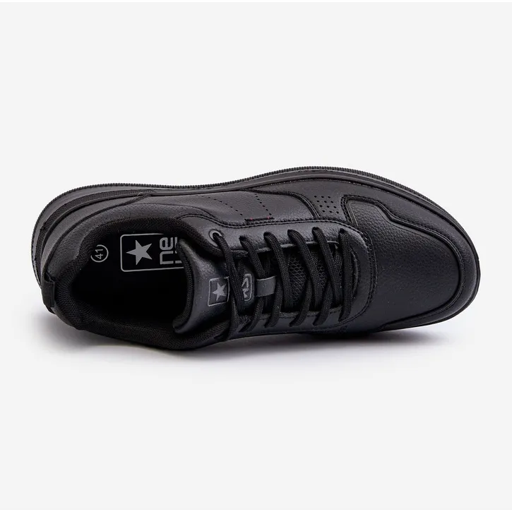 Light Men's Platform Sneakers Made of Eco Leather, Black Uziran