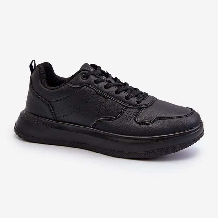 Light Men's Platform Sneakers Made of Eco Leather, Black Uziran