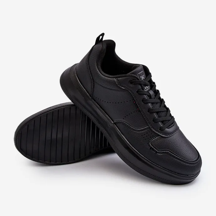 Light Men's Platform Sneakers Made of Eco Leather, Black Uziran