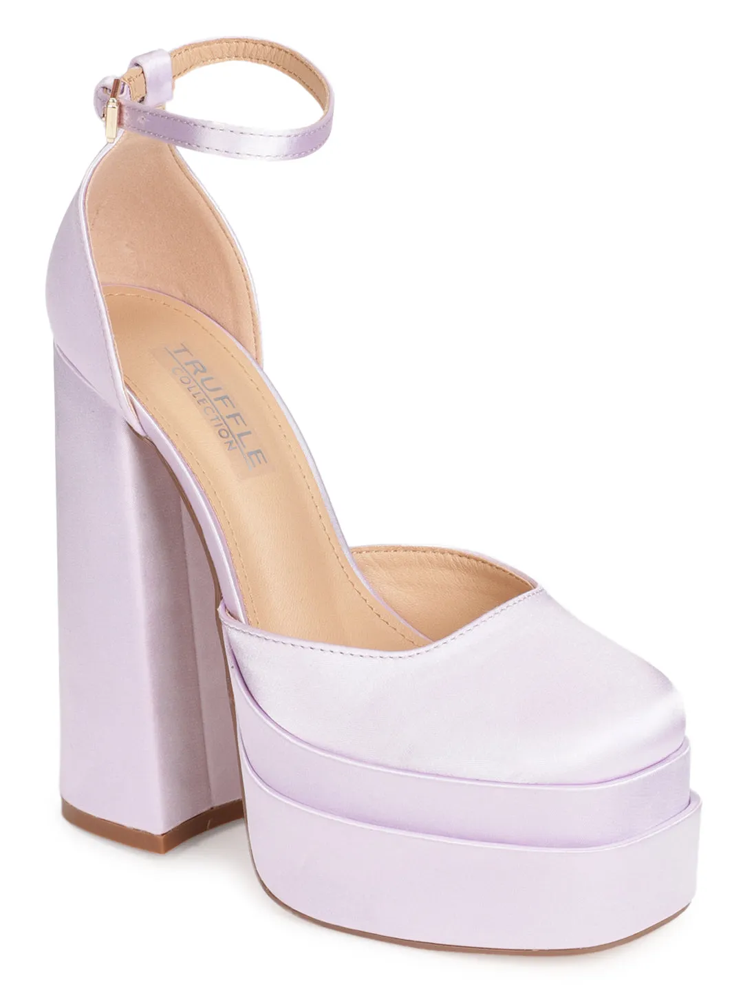 Lilac Satin Strappy Block Sandals (TC-GOWN1-LILAC)