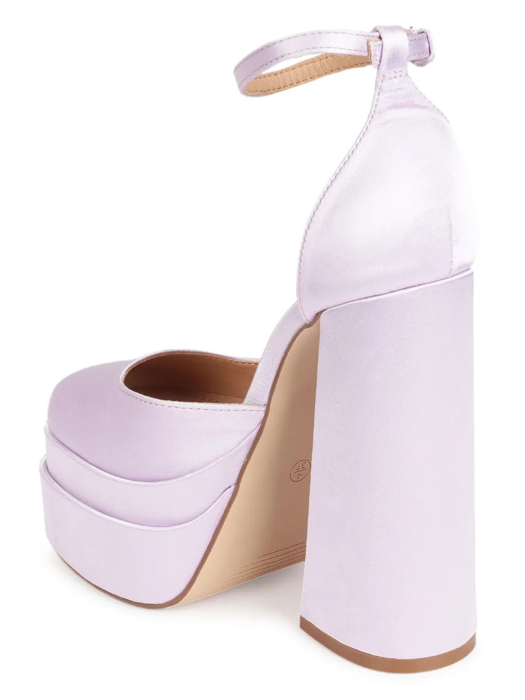 Lilac Satin Strappy Block Sandals (TC-GOWN1-LILAC)