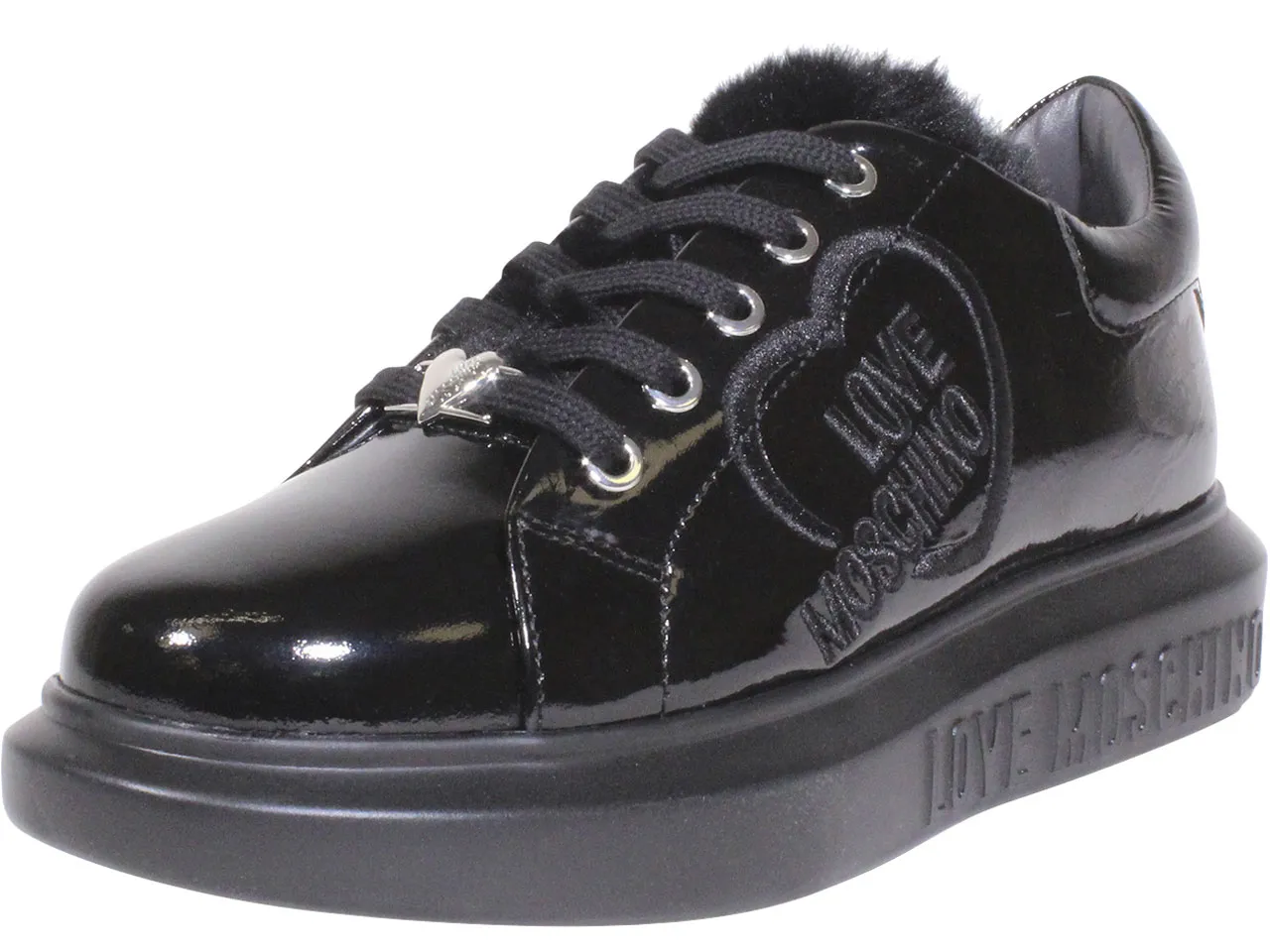 Love Moschino Women's Sneakers Faux-Fur Black Sz: 6 JA15534G0BJGF000