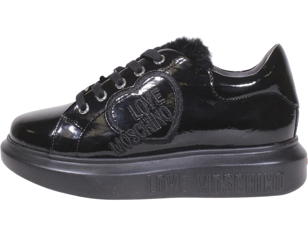 Love Moschino Women's Sneakers Faux-Fur Black Sz: 6 JA15534G0BJGF000